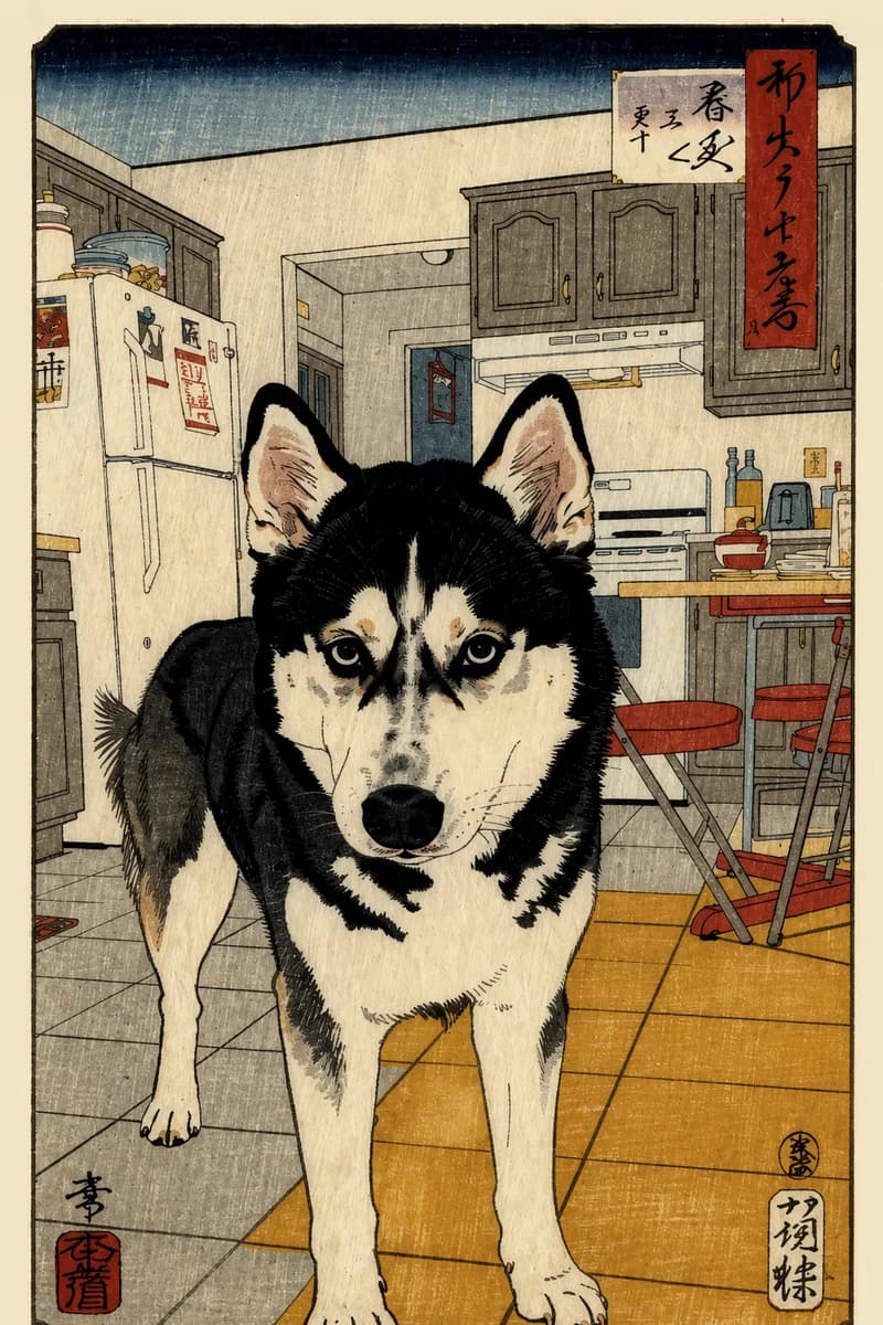 Japanese Woodblock style example portrait